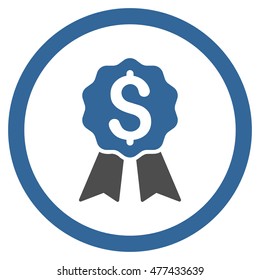 Banking Award rounded icon. Vector illustration style is flat iconic bicolor symbol, cobalt and gray colors, white background.