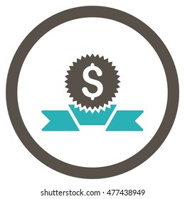 Banking Award rounded icon. Vector illustration style is flat iconic bicolor symbol, grey and cyan colors, white background.
