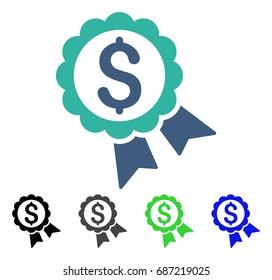 Banking Award Seal flat vector icon. Colored banking award seal gray, black, blue, green pictogram versions. Flat icon style for web design.