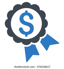 Banking Award Seal icon. Vector style is bicolor flat iconic symbol with rounded angles, smooth blue colors, white background.