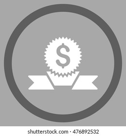 Banking Award vector bicolor rounded icon. Image style is a flat icon symbol inside a circle, dark gray and white colors, silver background.