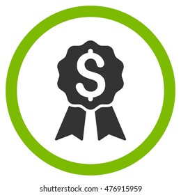 Banking Award vector bicolor rounded icon. Image style is a flat icon symbol inside a circle, eco green and gray colors, white background.