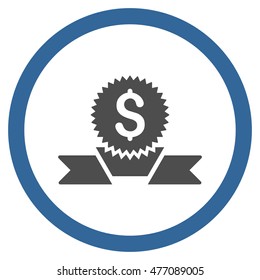 Banking Award vector bicolor rounded icon. Image style is a flat icon symbol inside a circle, cobalt and gray colors, white background.
