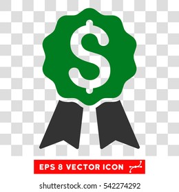 Banking Award vector icon. Image style is a flat green and gray pictograph symbol.