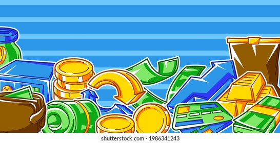 Banking background with money icons. Business concept with finance items.