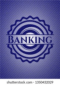 Banking badge with denim background