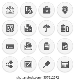 Banking black icons with buttons.