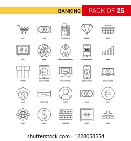 Banking Black Line Icon - 25 Business Outline Icon Set