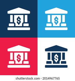 Banking blue and red four color minimal icon set
