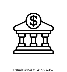 Vektorillustration des Bankgebäudekontextsymbols