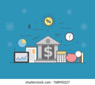 Banking and business on winter background. Financial market. Secure transactions and payments protection, the guarantee security of financial deposits, transactions and savings deposits