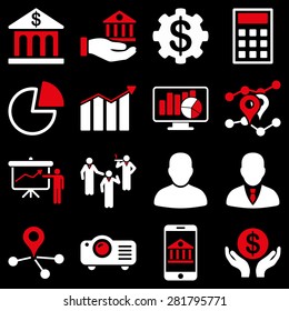 Banking business and presentation symbols. These icons use modern corporate light blue and gray colors. Images are isolated on a white background.
