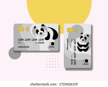 banking card collection template for any business as needed. electronic cash purchase method. Vector Panda Background Illustrations.