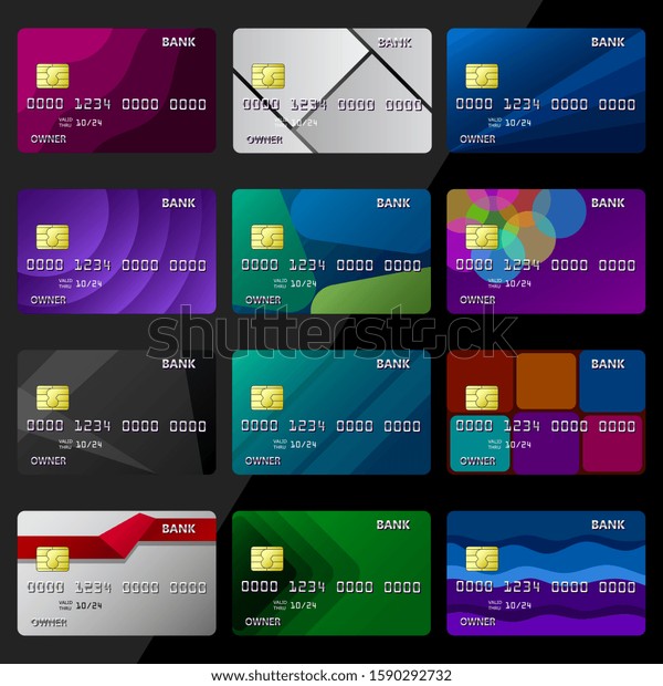 Banking Card Collection Template Electronic Cash Stock Vector Royalty Free