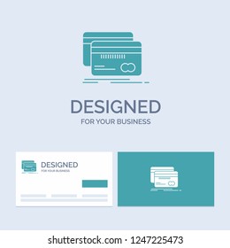 Banking, card, credit, debit, finance Business Logo Glyph Icon Symbol for your business. Turquoise Business Cards with Brand logo template.