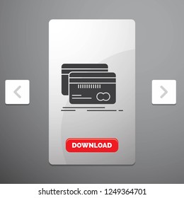 Banking, card, credit, debit, finance Glyph Icon in Carousal Pagination Slider Design & Red Download Button