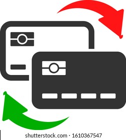 Banking card exchange vector icon. Flat Banking card exchange symbol is isolated on a white background.