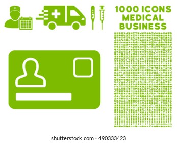 Banking Card icon with 1000 medical business eco green vector pictographs. Collection style is flat symbols, white background.