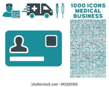 Banking Card icon with 1000 medical business soft blue vector design elements. Design style is flat bicolor symbols, white background.