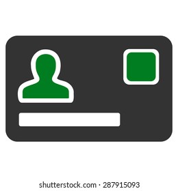 Banking Card icon from Business Bicolor Set. This flat vector symbol uses green and gray colors, rounded angles, and isolated on a white background.