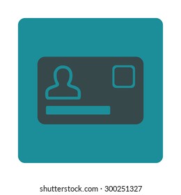 Banking Card icon. This flat rounded square button uses soft blue colors and isolated on a white background.