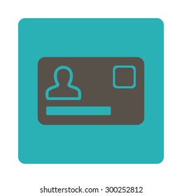 Banking Card icon. This flat rounded square button uses grey and cyan colors and isolated on a white background.