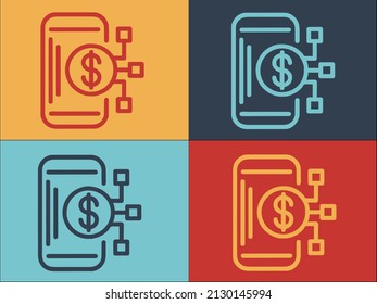 Banking Card Mobile Logo Template, Simple Flat Icon of mobile,internet,card