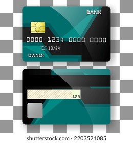 Bankkartenvorlagenhintergrund grün, elegantes Musterdesign. Vorlage für Plakate, Broschüren, Hintergründe usw.