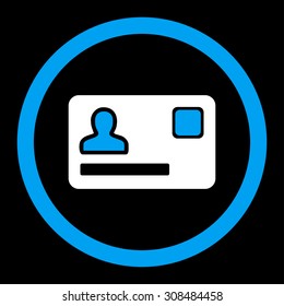 Banking Card vector icon. This flat rounded symbol uses blue and white colors and isolated on a black background.