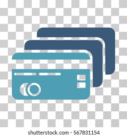 Banking Cards icon. Vector illustration style is flat iconic bicolor symbol, cyan and blue colors, transparent background. Designed for web and software interfaces.