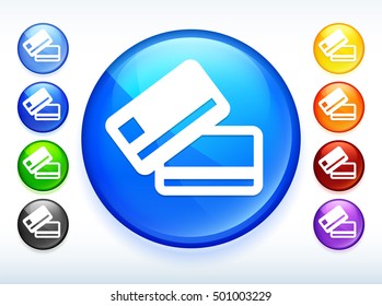 Banking Cards on Colorful Round Button