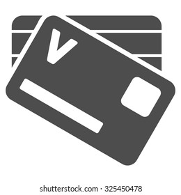 Banking Cards vector icon. Style is flat symbol, gray color, rounded angles, white background.