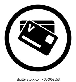Banking Cards vector icon. Style is flat rounded symbol, black color, rounded angles, white background.