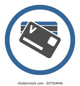 Banking Cards vector icon. Style is bicolor flat rounded symbol, cobalt and gray colors, rounded angles, white background.