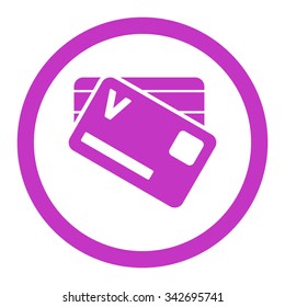 Banking Cards vector icon. Style is flat rounded symbol, violet color, rounded angles, white background.
