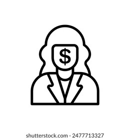 Banking Clerk Outline Icon Vector Illustration