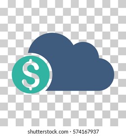 Banking Cloud icon. Vector illustration style is flat iconic bicolor symbol, cobalt and cyan colors, transparent background. Designed for web and software interfaces.