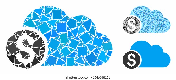 Banking cloud mosaic of joggly items in different sizes and color hues, based on banking cloud icon. Vector joggly items are combined into illustration.