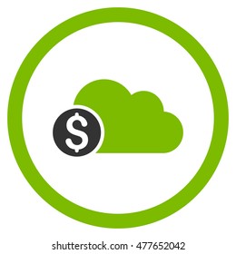 Banking Cloud rounded icon. Vector illustration style is flat iconic bicolor symbol, eco green and gray colors, white background.