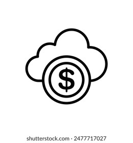 Banca Cloud Storage Outline Icon Ilustración vectorial