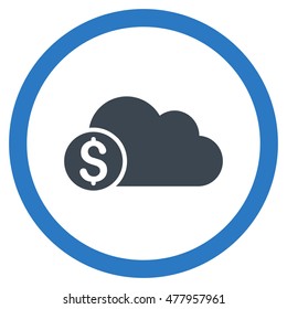 Banking Cloud vector bicolor rounded icon. Image style is a flat icon symbol inside a circle, smooth blue colors, white background.