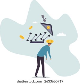Banking collapse or bank run, financial crisis or bankruptcy problem, stock market crash or credit risk,character for design.