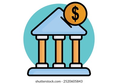 Banking colored outline icon. icon related to bill and payment. business elements vector illustration
