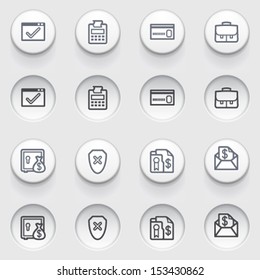 Banking contour web icons on white buttons.