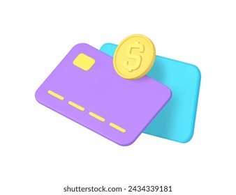 Banca tarjeta de crédito débito enviar dinero intercambio transacción financiera icono 3d ilustración vectorial realista. Compra de transferencia de moneda electrónica de negocios web comercial tecnología digital