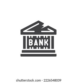 Icono vector de crisis bancaria. signo plano relleno para concepto móvil y diseño web. Icono de glifo de crisis económica. Símbolo, ilustración del logotipo. Gráficos vectoriales