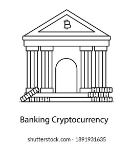 
Icono de vector de contorno de criptodivisa bancaria 