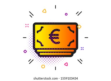 Banking currency sign. Halftone circles pattern. Cash money icon. Euro or EUR symbol. Classic flat euro currency icon. Vector