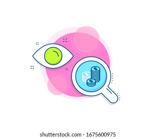 Banking currency sign. Research complex icon. Coins money line icon. Cash symbol. Analytics or analysis banner. Coins sign. Vector