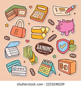 Banking Cute Doodle Vector Sticker Collection